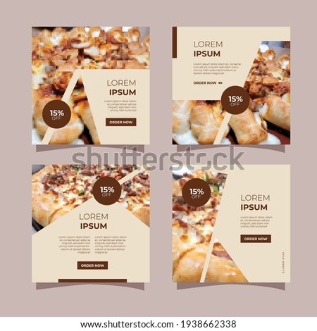 Culinary Food Beverage Social Media Post Template Collection Set With Minimalist and Elegant Style. Clean. Modern. Ads Banner. Discount. Sale. Drink. Flyer. Feed. Card. Design. Facebook. Instagram.