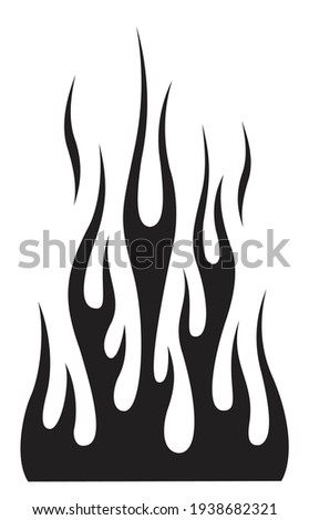 Hot rod flame silhouette blaze graphic for car hoods and roofs. Ideal for decal, sticker, stencil and tattoo design too.