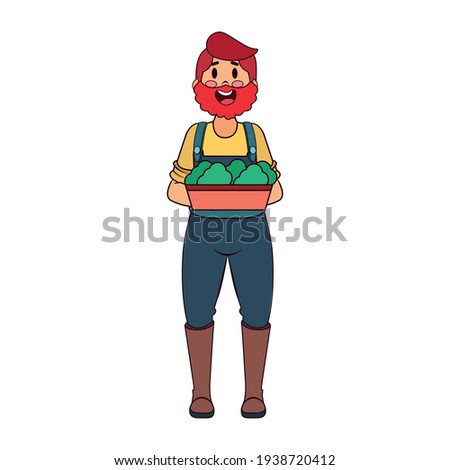 Isolated man with a pot plant - Vector
