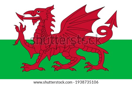 Flag of Wales. Official colors. Correct proportion Royalty-Free Stock Photo #1938735106