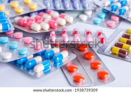 Variety of medicines and drugs Royalty-Free Stock Photo #1938739309