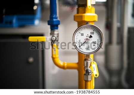 boiler room gas pressure meter Royalty-Free Stock Photo #1938784555