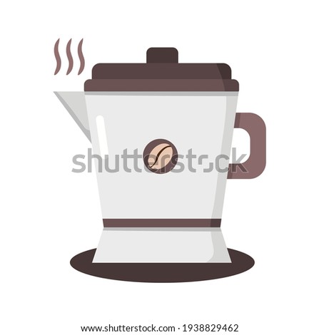 Vector illustration of kettle containing hot coffee to drink, logo and icon, perfect for advertising coffee products