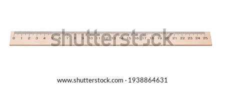 wooden ruler isolated on white background. measure school tool cut out. Royalty-Free Stock Photo #1938864631