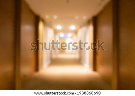 Abstract blur and focus luxury hotel lobby hall lounge interior for background