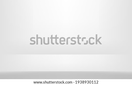 White Grey background. Minimal 3d shelf. Room in the 3d. For backdrop,wallpaper,background. Space for text. Vector illustration. Royalty-Free Stock Photo #1938930112