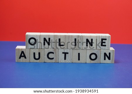 Online Auction alphabet letter on blue and red background