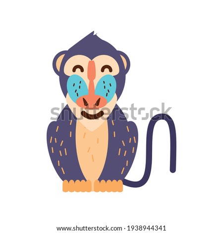 cartoon mandrill baboon primate animal Royalty-Free Stock Photo #1938944341