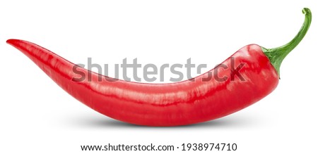 Ripe red hot chili peppers vegetable isolated on white background. Chili macro studio photo Royalty-Free Stock Photo #1938974710