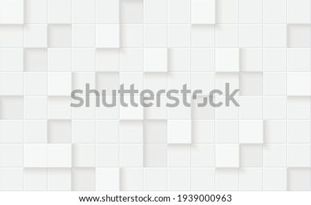 3d seamless cubes pattern. White ceramic tile background. Abstract square mosaic. Royalty-Free Stock Photo #1939000963