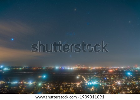 The Orion constellation over the Rhine valley at Schriesheim in Germany.
