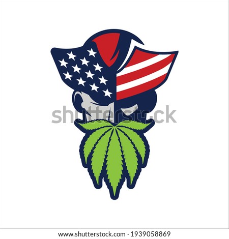 a patriot illustration with cannabis leaf beard. for cannabis company logo