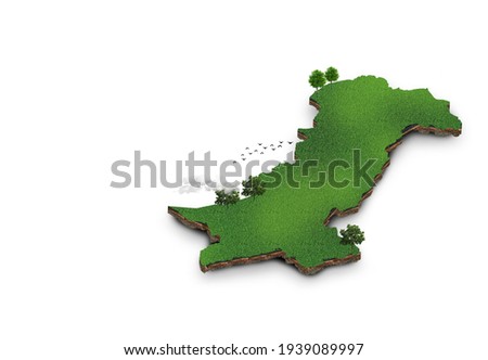 Pakistan Map with Greenery and birds Royalty-Free Stock Photo #1939089997