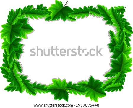 Green leaves frame template illustration