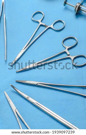 Metal surgical instruments used during operations Royalty-Free Stock Photo #1939097239