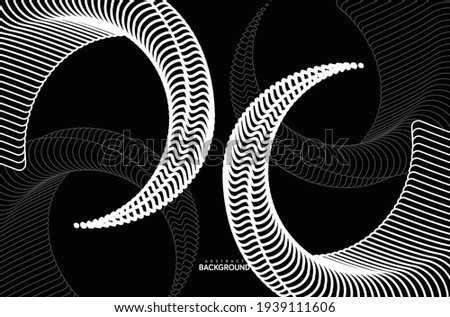 Abstract Black and white flow line digital technology, smooth particle wave, big data techno, design concept background and wallpaper, vector eps
