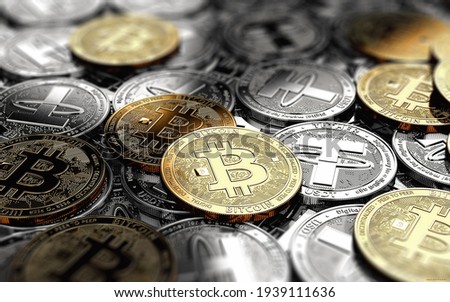 cryptocurrency in the form of coins Royalty-Free Stock Photo #1939111636