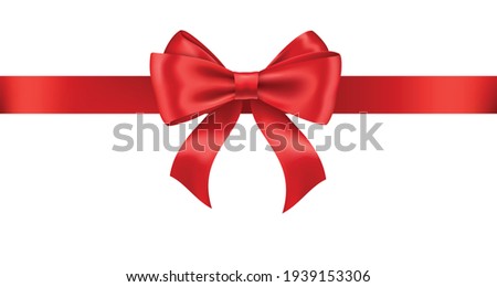 Realistic red ribbon and bow isolated on white Royalty-Free Stock Photo #1939153306