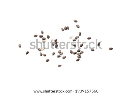 Chia seeds on white background, top view Royalty-Free Stock Photo #1939157560