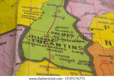 Tocantins on Brazil Travel Map Royalty-Free Stock Photo #1939176775