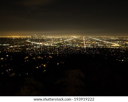 light of Los Angeles in the dark night