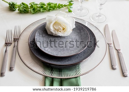 table serving for romantic dinner