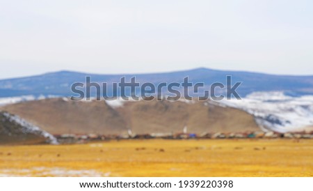 Blur picture background of snow mountain at Russia, Europe during winter time.
