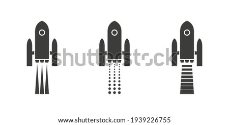 Space rocket. Startup template. Business concept. Rocket ship flies up. Simple vector illustration