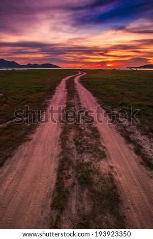 Sunset over road 