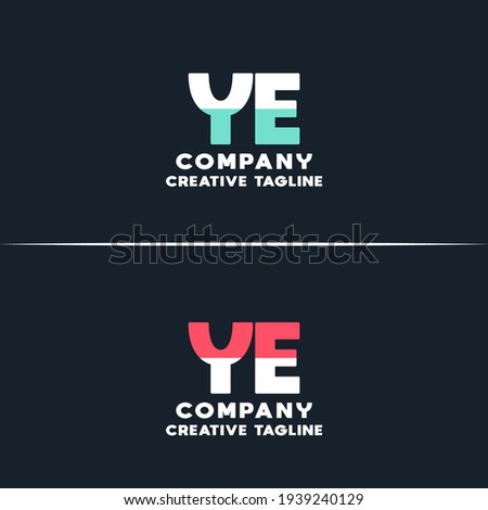 Vector logo of ey and ye initial letter design in red and white style. Can be used as Logo, Brands, Mascot.