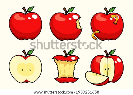 apple fruit set collections cartoon Royalty-Free Stock Photo #1939251658
