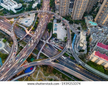 Aerial photography of urban road overpass in Fuzhou, China