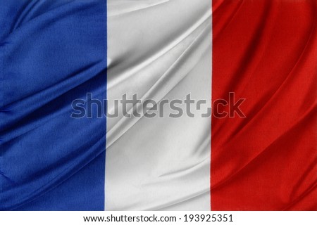 Closeup of silky French flag  Royalty-Free Stock Photo #193925351