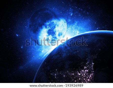 Moon Beside the Earth - Elements of this Image Furnished by NASA 