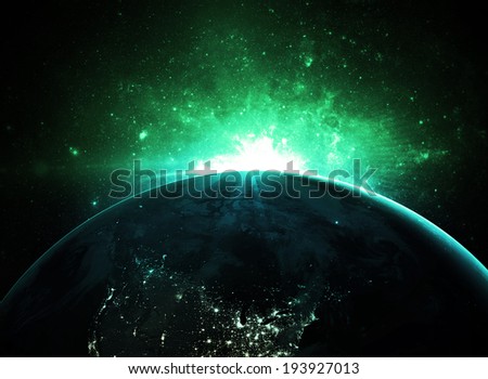 Green Sunrise - Elements of this Image Furnished by NASA 