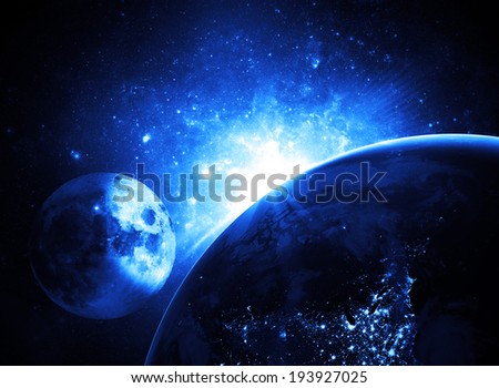 Earth and the Moon - Elements of this Image Furnished by NASA 