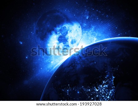 Earth and its Moon - Elements of this Image Furnished by NASA 