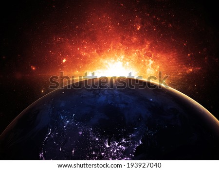 Orange Sunrise - Elements of this Image Furnished by NASA 
