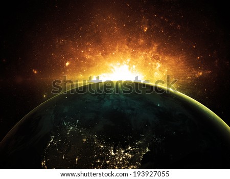 Golden Sunrise - Elements of this Image Furnished by NASA 