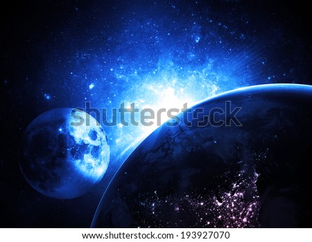 Moon and the Earth - Elements of this Image Furnished by NASA 
