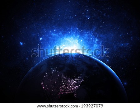 Glowing Sunrise Above the Earth - Elements of this Image Furnished by NASA 
