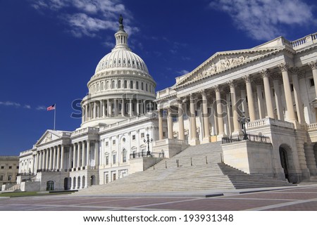 The eastern facade of the US Capitol Building, Washington DC Royalty-Free Stock Photo #193931348