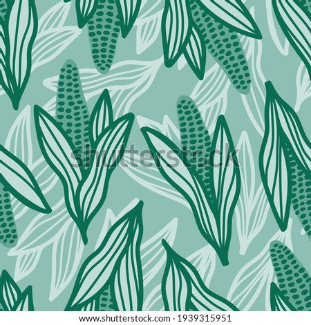 Vector pattern with corn motifs. Yellow and Green. 