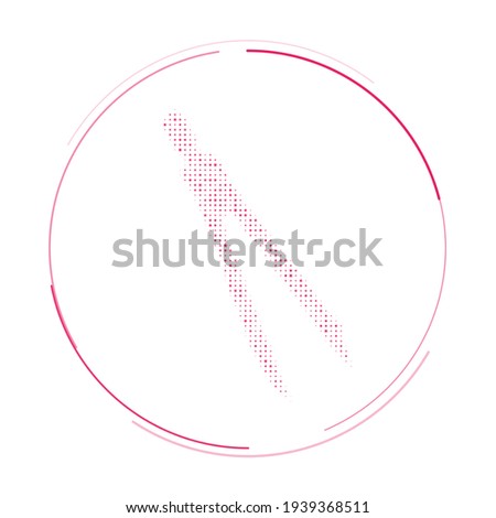 The compass divider symbol filled with pink dots. Pointillism style. Vector illustration on white background