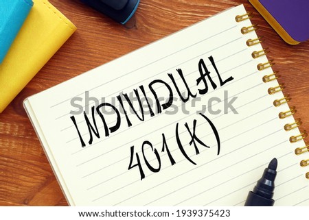 Business concept about INDIVIDUAL 401(K) question marks with sign on the piece of paper. 
