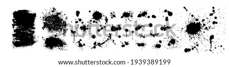 Set of Grunge Design Elements. Black blots. Brush Strokes. Vector illustration Royalty-Free Stock Photo #1939389199