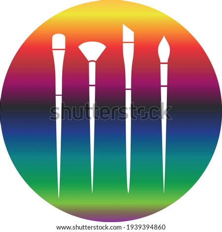 Clean vector color art brush symbol icon set. Rainbow gradient