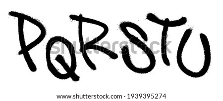 Graffiti spray font alphabet. Part 4. Vector illustration Royalty-Free Stock Photo #1939395274