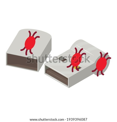 Infected usb icon. Isometric illustration of infected usb vector icon for web