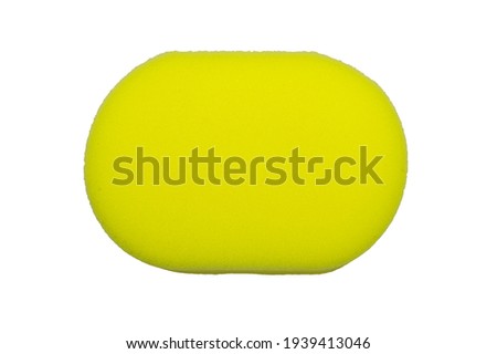 washcloth yellow for the bathroom on a white background isolate